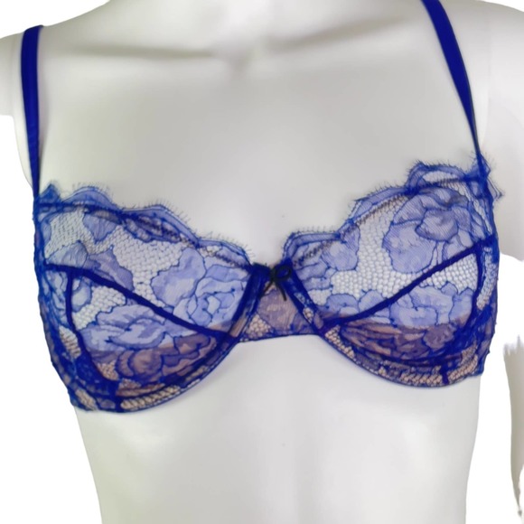 Fleur du Mal Other - Fleur du Mal | 34DD Unlined Lace Underwire Balconette Bra | Blue